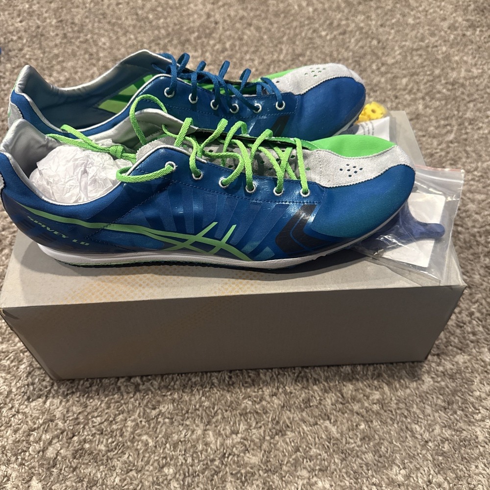 Asics Spivey LD Track and Field Shoes Mens 12 Spikes Green & Blue G302Y